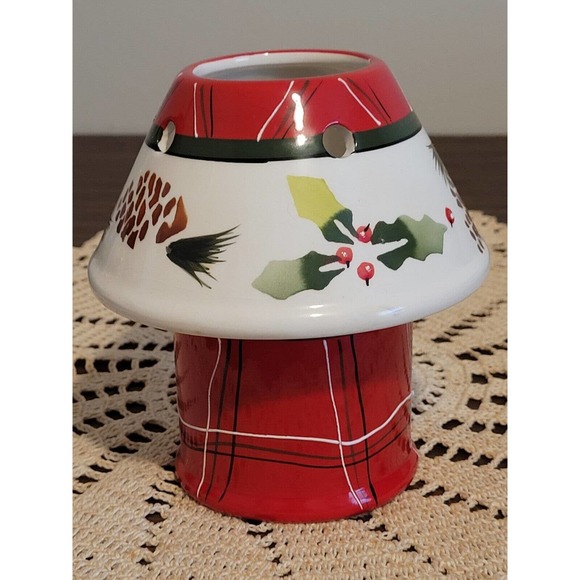 Garden Ridge Candle Light Shade and Candle Holder Holly And Pinecones - Picture 1 of 6